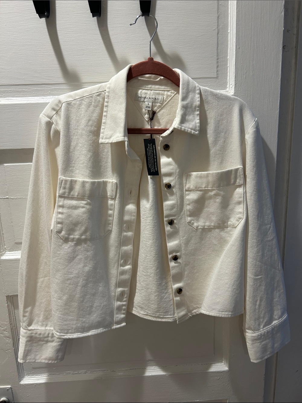 Banana Republic Cream Cropped Jean Jacket